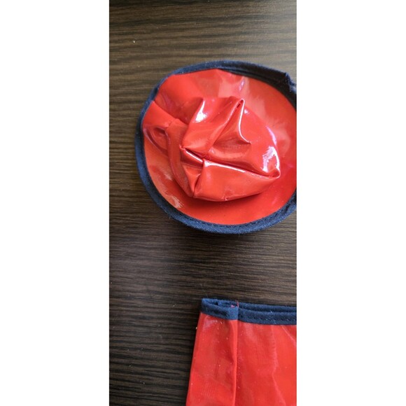 Vintage 80s? Barbie? Clone Mod Outfit 80s Red Faux Leather Skirt, Belt & Hat 3pc - Picture 9 of 15